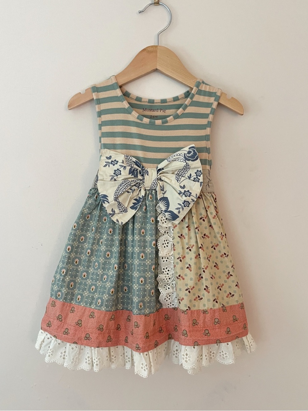 MUSTARD PIE VGUC Neutral Mixed Prints Patchwork Style Cottagecore Dress
